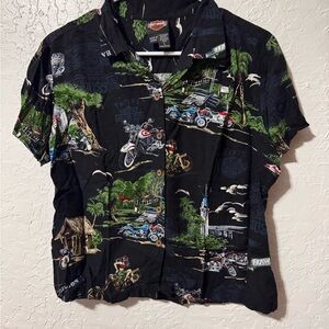 Pacific Harley Davidson Women’s Hawaiian Aloha 
Short-Sleeve Button Down Shirt